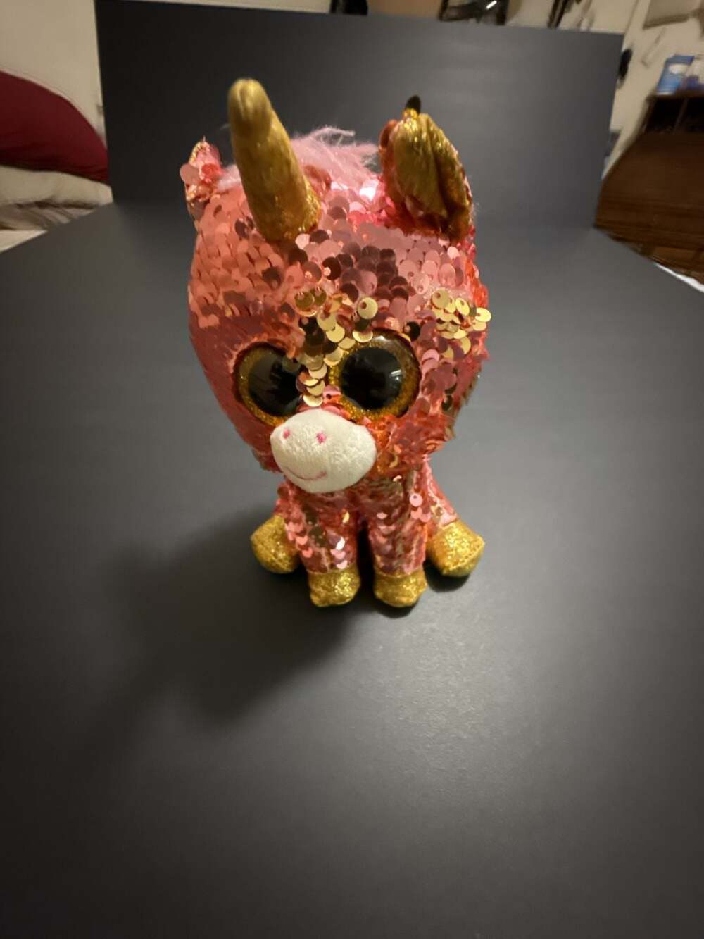 Ty Flippables Sunset The Unicorn Pink and Gold Sequin Plush